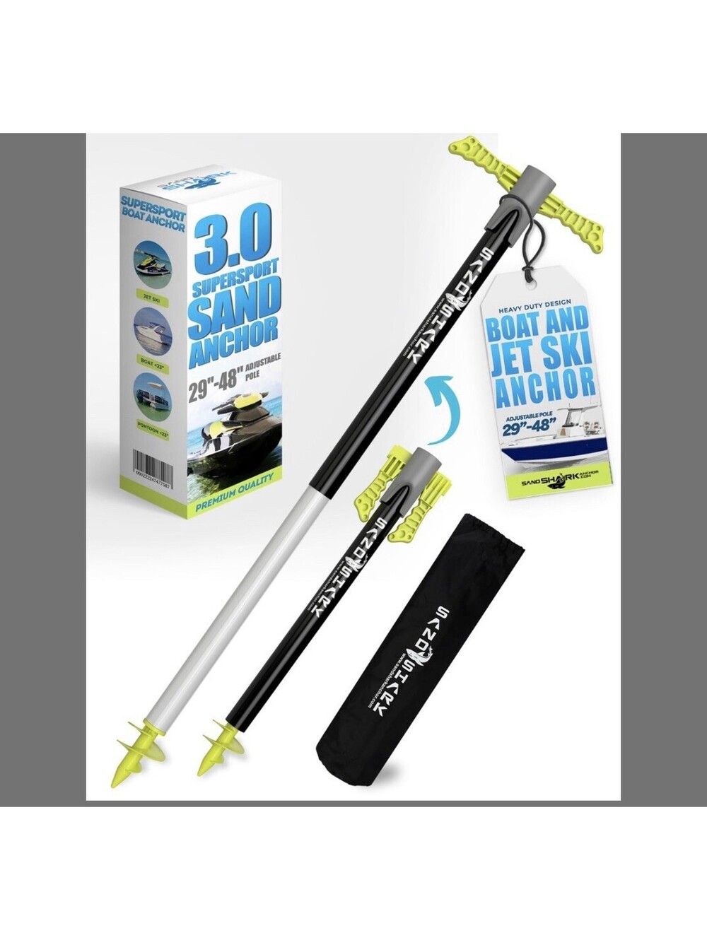 SandShark Supersport 3.0 Shallow Water Anchor for Boats up to 24ft & Jet Skis